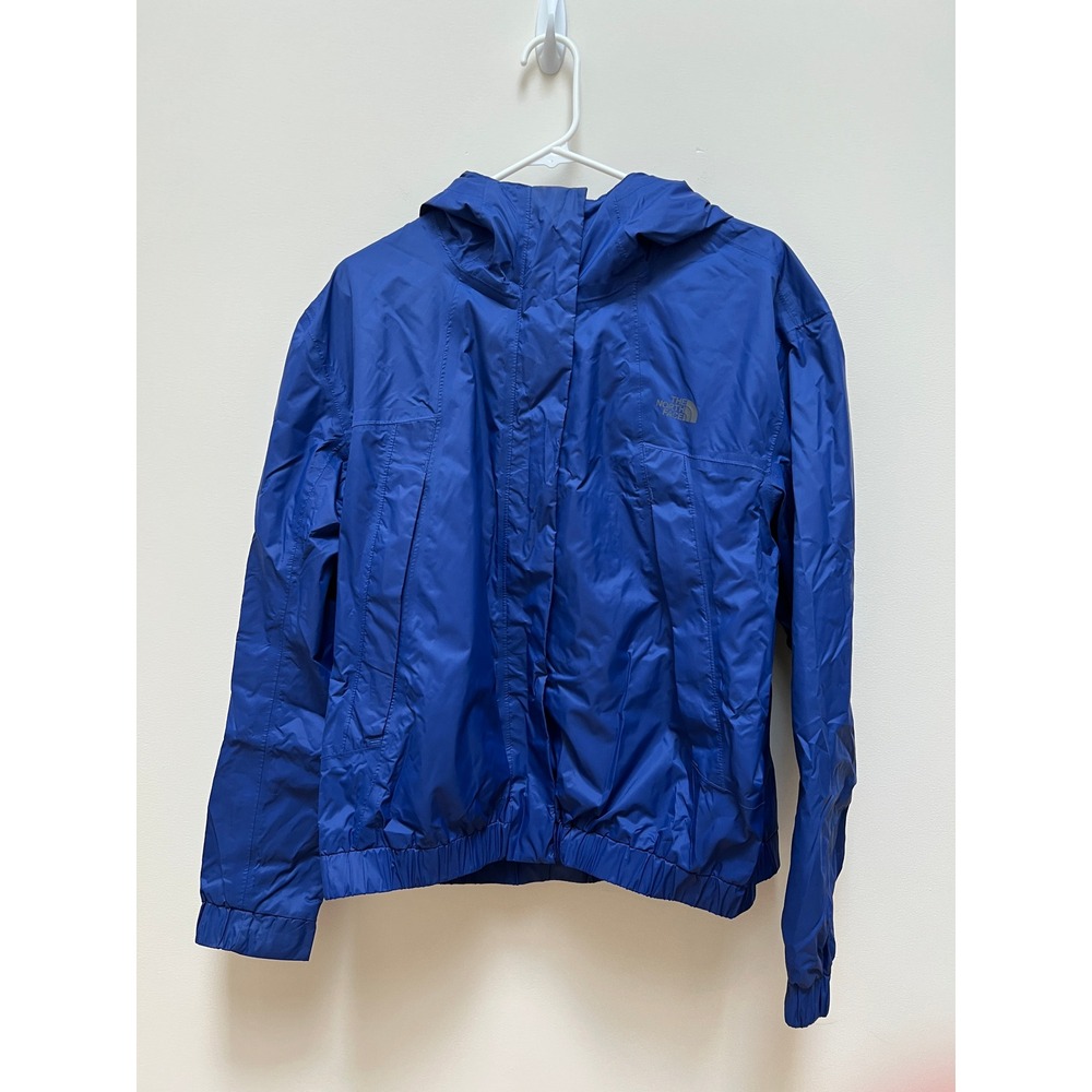 The North Face Jacket Womens XL Blue Rain Windbreaker Hooded Zip & Snap Cosure